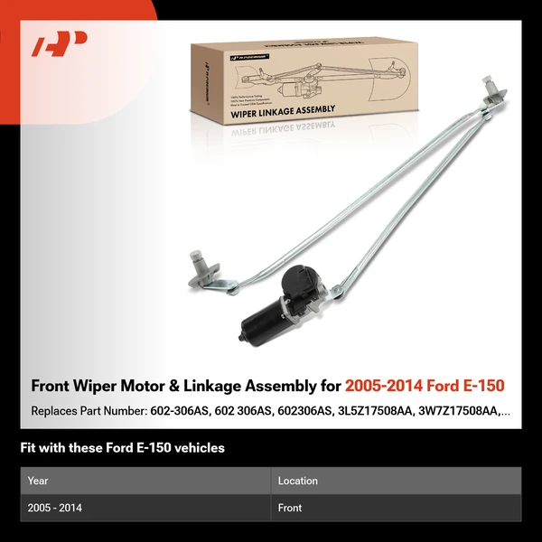Front Wiper Motor & Linkage Assembly for 2005-2014 Ford E-150