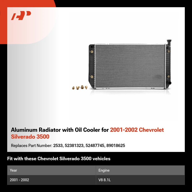 Aluminum Radiator with Oil Cooler for 2001-2002 Chevrolet Silverado 3500