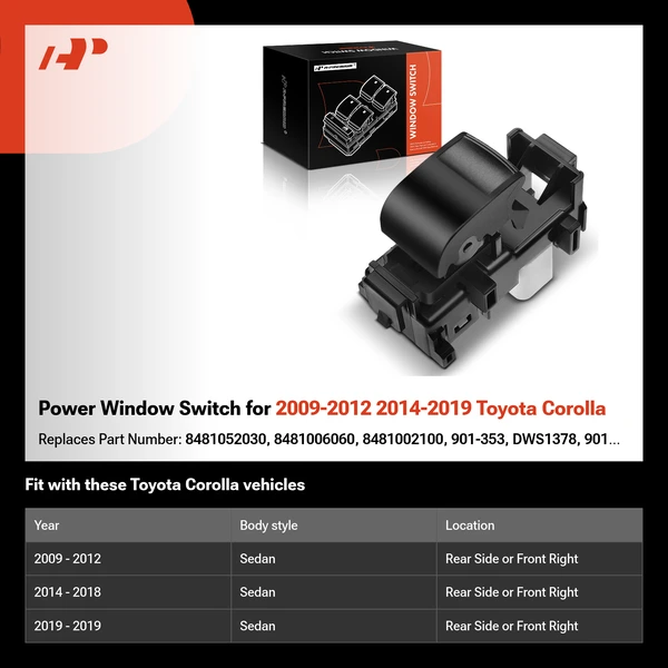Power Window Switch for 2009-2012 2014-2019 Toyota Corolla