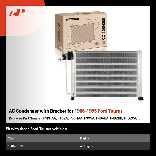 AC Condenser with Bracket for 1986-1995 Ford Taurus