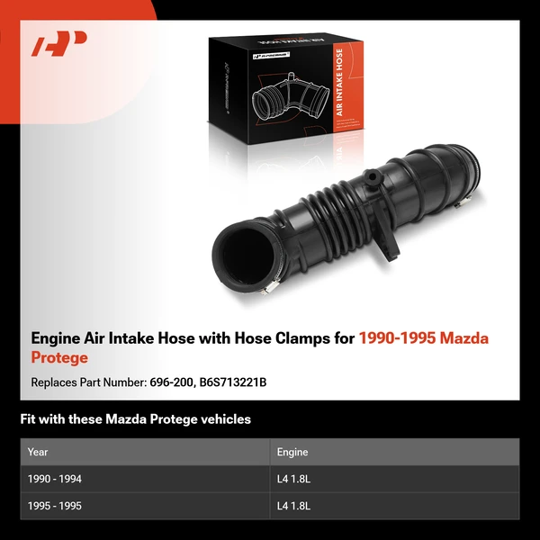 Engine Air Intake Hose with Hose Clamps for 1990-1995 Mazda Protege