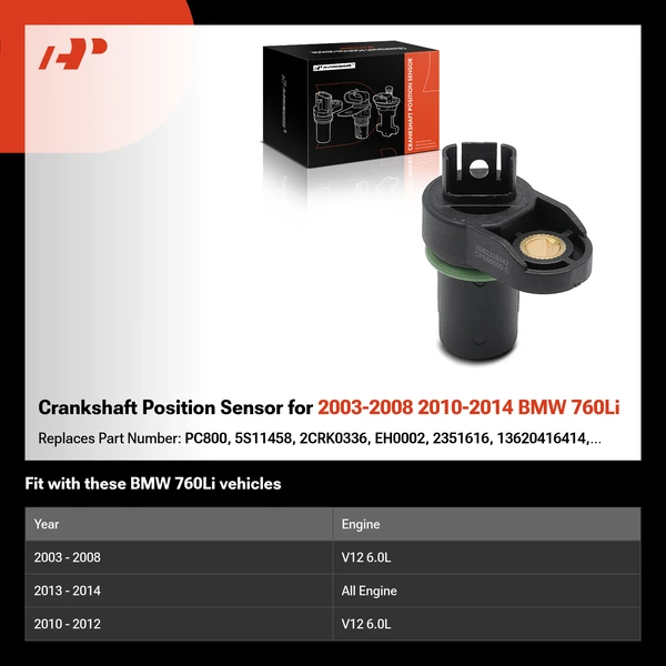 Crankshaft Position Sensor for 2003-2008 2010-2014 BMW 760Li