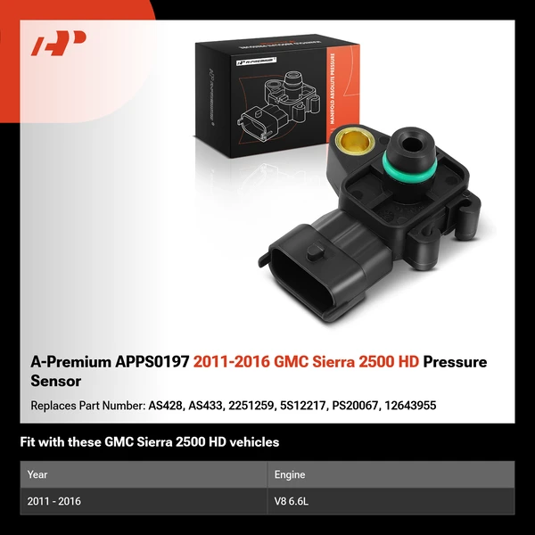 A-Premium APPS0197 2011-2016 GMC Sierra 2500 HD Pressure Sensor