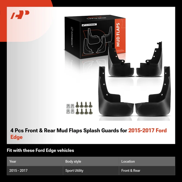 4 Pcs Front & Rear Mud Flaps Splash Guards for 2015-2017 Ford Edge