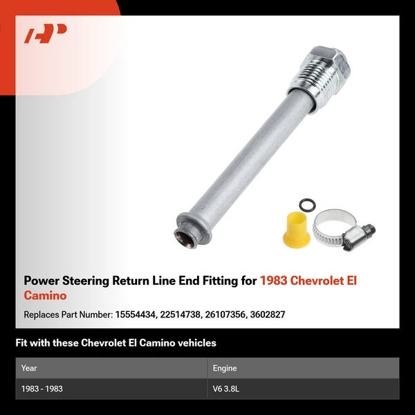 Power Steering Return Line End Fitting for 1983 Chevrolet El Camino