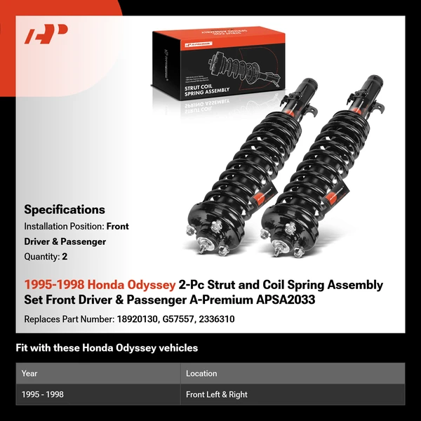1995-1998 Honda Odyssey 2-Pc Strut and Coil Spring Assembly Set Front Driver & Passenger A-Premium APSA2033