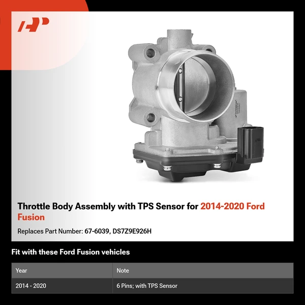 Throttle Body Assembly with TPS Sensor for 2014-2020 Ford Fusion