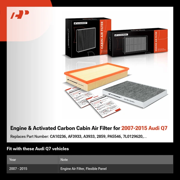 Engine & Activated Carbon Cabin Air Filter for 2007-2015 Audi Q7