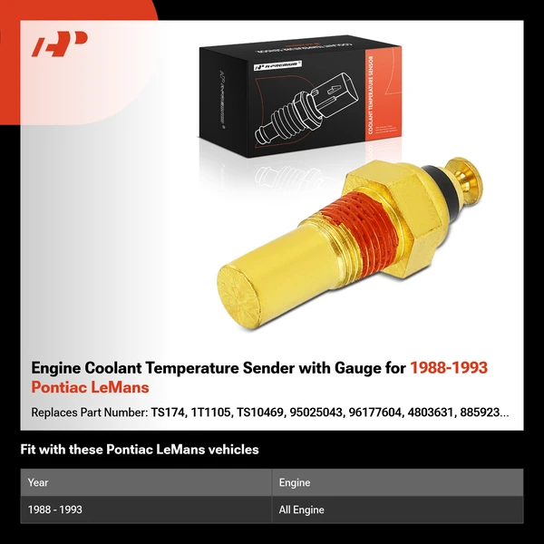 Engine Coolant Temperature Sender with Gauge for 1988-1993 Pontiac LeMans