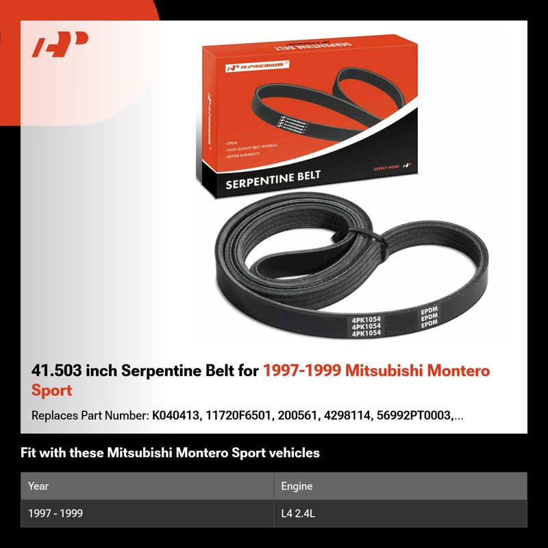 41.503 inch Serpentine Belt for 1997-1999 Mitsubishi Montero Sport