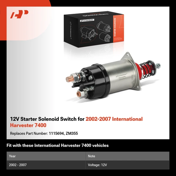 12V Starter Solenoid Switch for 2002-2007 International Harvester 7400