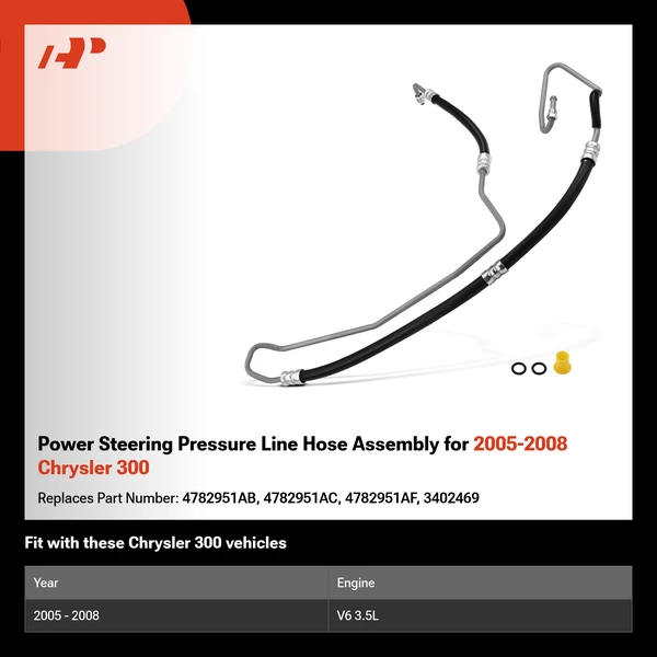Power Steering Pressure Line Hose Assembly for 2005-2008 Chrysler 300