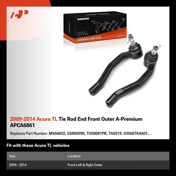 2009-2014 Acura TL Tie Rod End Front Outer A-Premium APCA6861