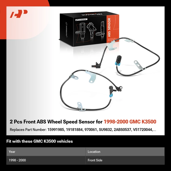 2 Pcs Front ABS Wheel Speed Sensor for 1998-2000 GMC K3500