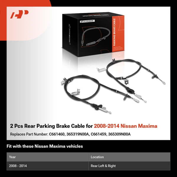 2 Pcs Rear Parking Brake Cable for 2008-2014 Nissan Maxima