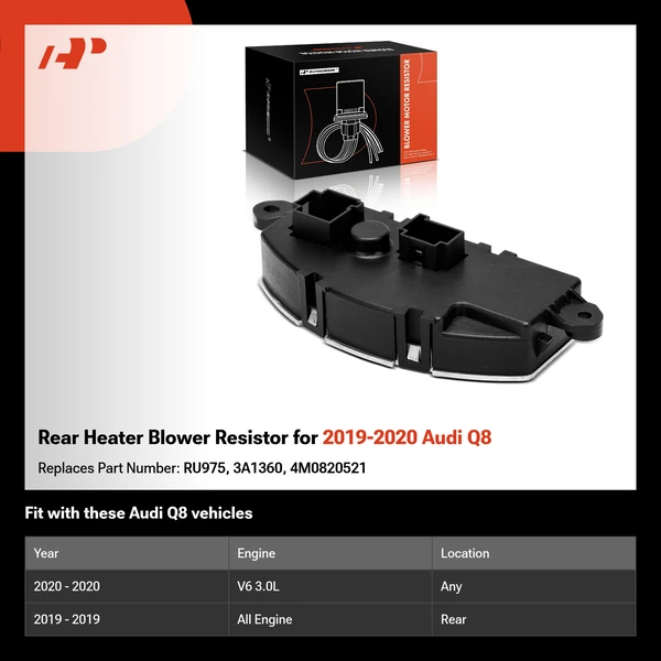 Rear Heater Blower Resistor for 2019-2020 Audi Q8