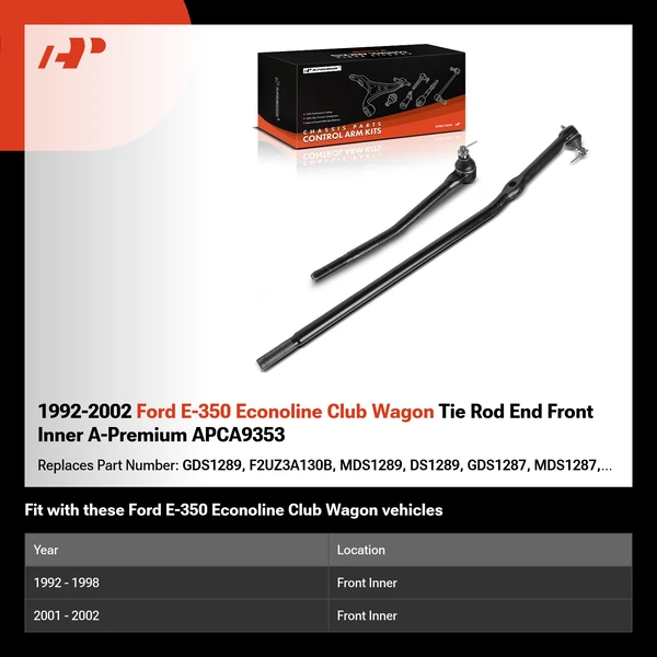 1992-2002 Ford E-350 Econoline Club Wagon Tie Rod End Front Inner A-Premium APCA9353