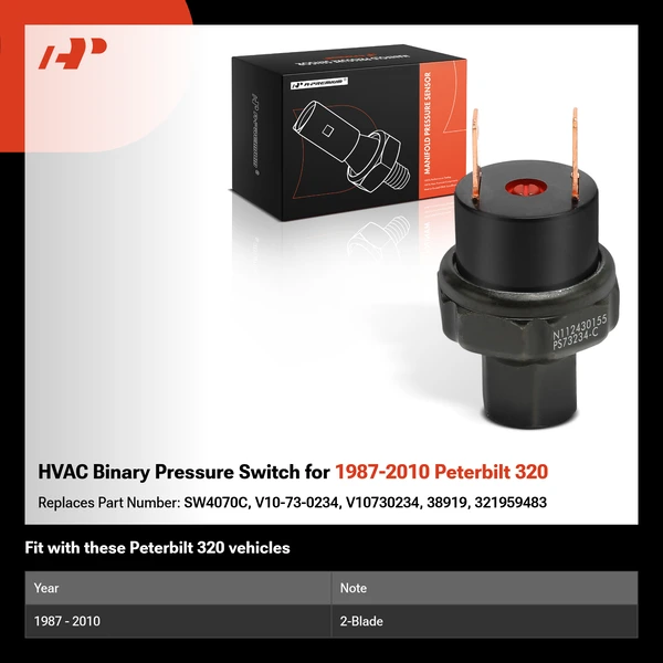HVAC Binary Pressure Switch for 1987-2010 Peterbilt 320