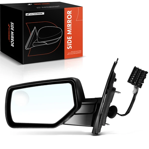 2015-2020 GMC Yukon Left Driver Side Mirror, with Heating, Power Adjustment, Manual Folding, Smooth Black A-Premium APMI759