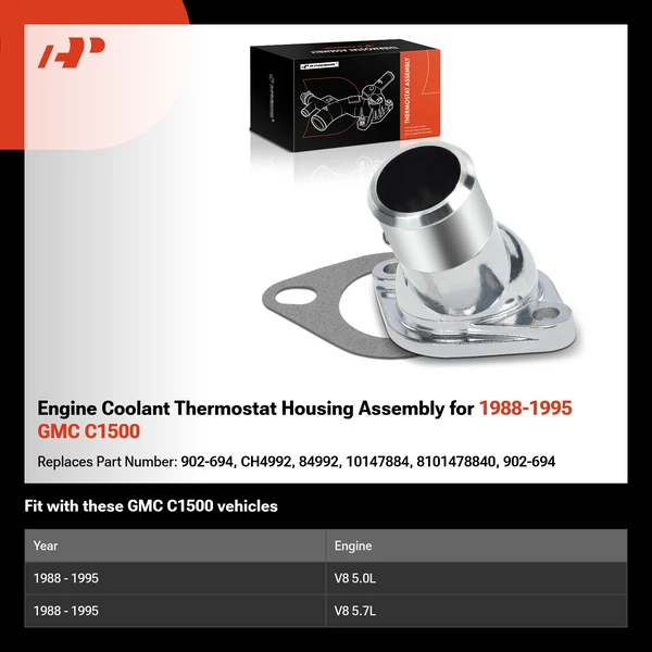 Engine Coolant Thermostat Housing Assembly for 1988-1995 GMC C1500