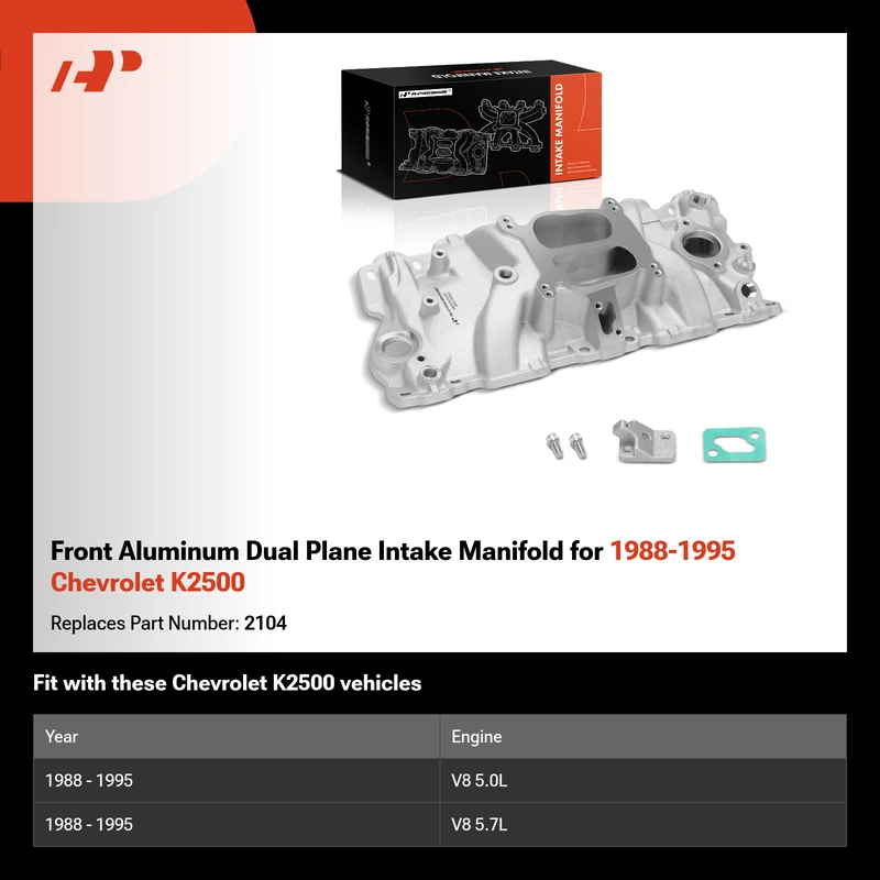 Front Aluminum Dual Plane Intake Manifold for 1988-1995 Chevrolet K2500