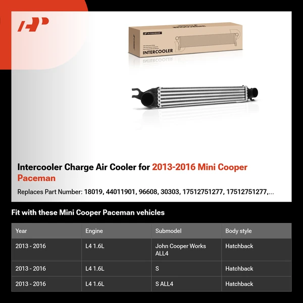 Intercooler Charge Air Cooler for 2013-2016 Mini Cooper Paceman