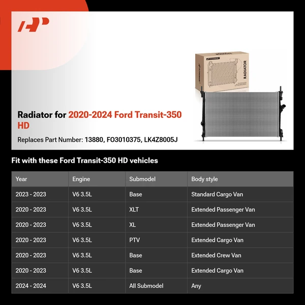 Radiator for 2020-2024 Ford Transit-350 HD