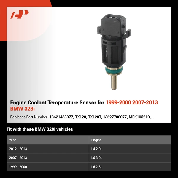 Engine Coolant Temperature Sensor for 1999-2000 2007-2013 BMW 328i