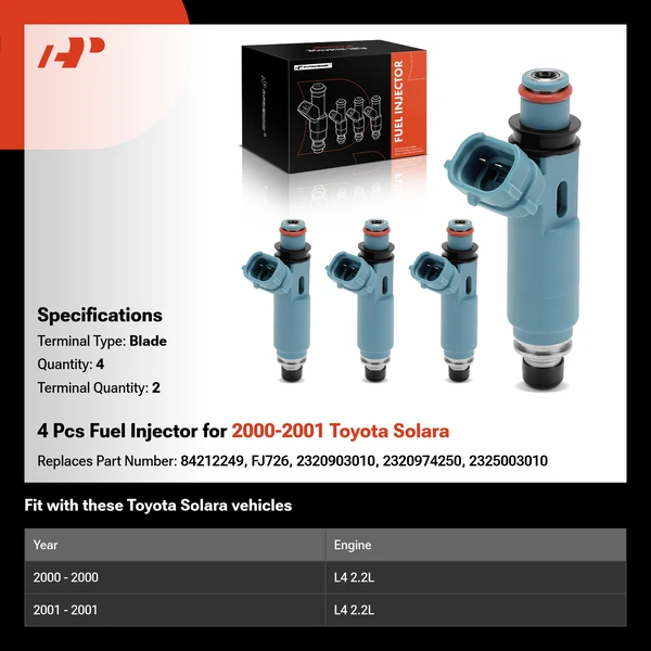 4 Pcs Fuel Injector for 2000-2001 Toyota Solara