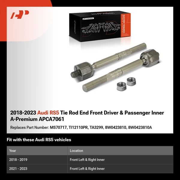 2018-2023 Audi RS5 Tie Rod End Front Driver & Passenger Inner A-Premium APCA7061