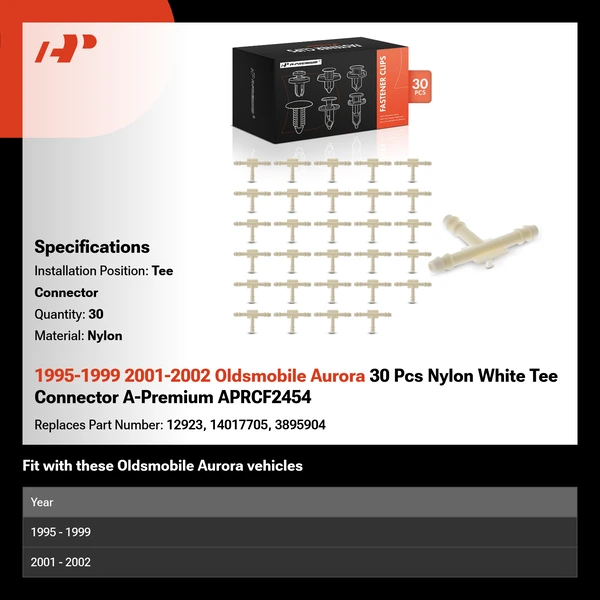 1995-1999 2001-2002 Oldsmobile Aurora 30 Pcs Nylon White Tee Connector A-Premium APRCF2454