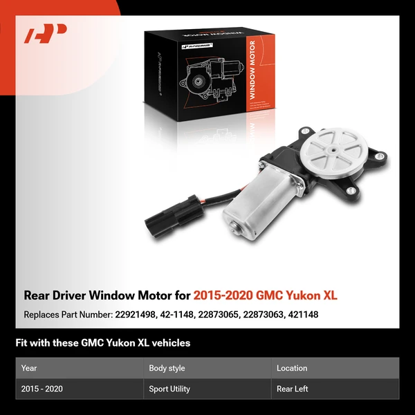 Rear Driver Window Motor for 2015-2020 GMC Yukon XL