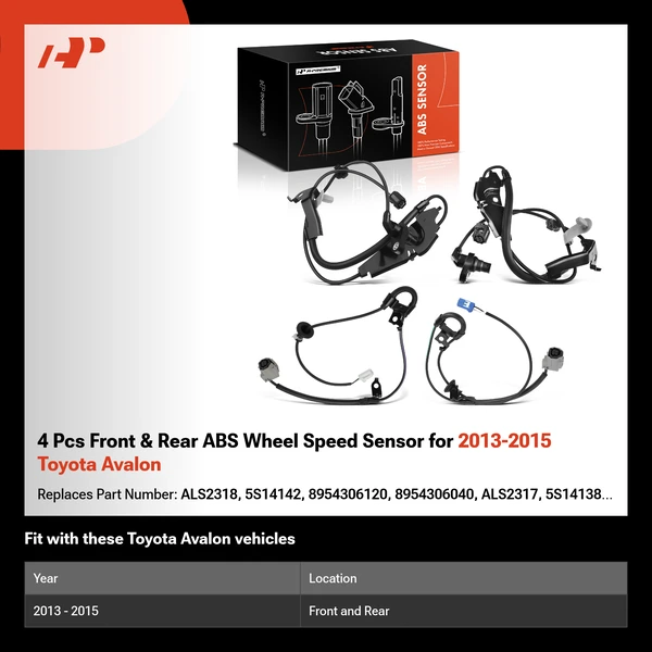 4 Pcs Front & Rear ABS Wheel Speed Sensor for 2013-2015 Toyota Avalon