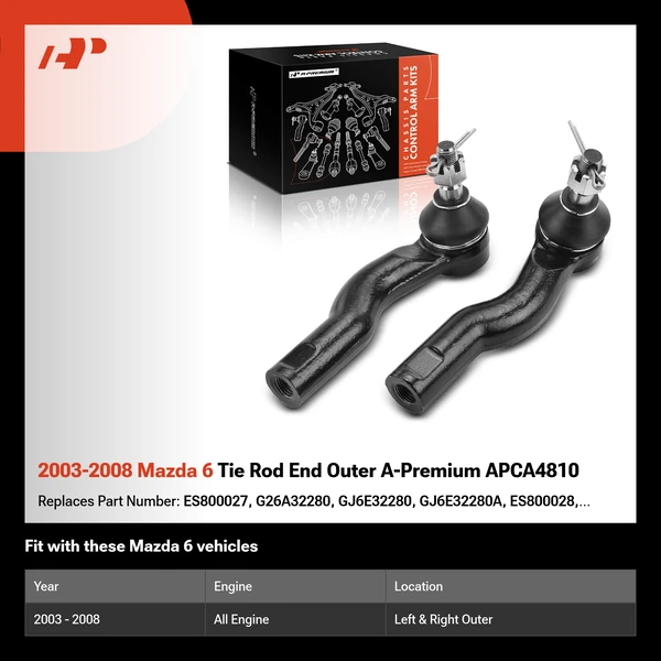 2003-2008 Mazda 6 Tie Rod End Outer A-Premium APCA4810