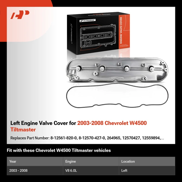 Left Engine Valve Cover for 2003-2008 Chevrolet W4500 Tiltmaster