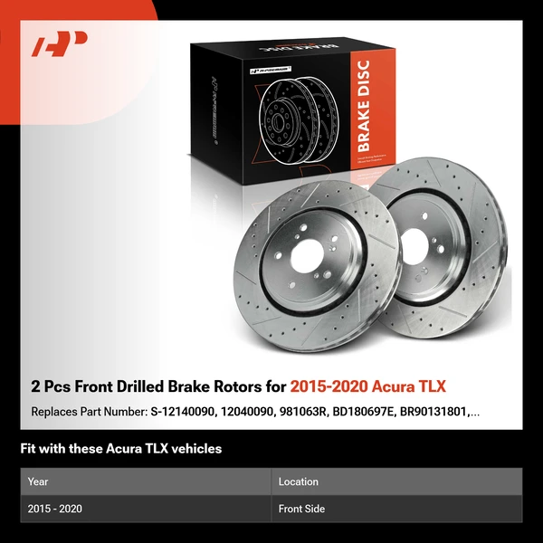 2 Pcs Front Drilled Brake Rotors for 2015-2020 Acura TLX