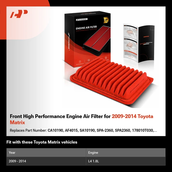 Front High Performance Engine Air Filter for 2009-2014 Toyota Matrix