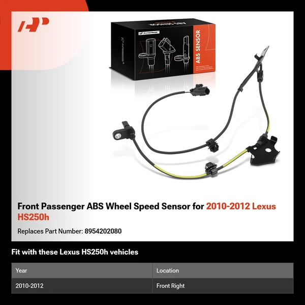 Front Passenger ABS Wheel Speed Sensor for 2010-2012 Lexus HS250h