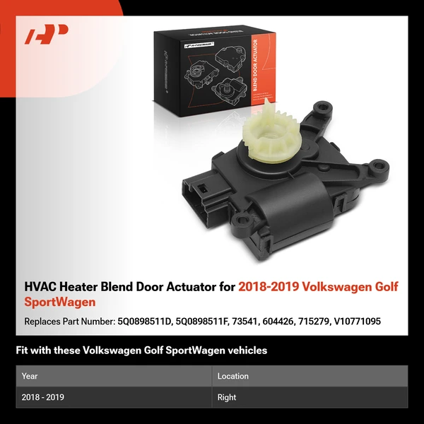 HVAC Heater Blend Door Actuator for 2018-2019 Volkswagen Golf SportWagen