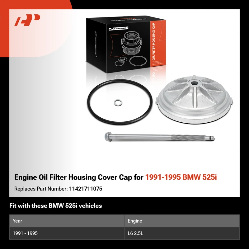 Engine Oil Filter Housing Cover Cap for 1991-1995 BMW 525i