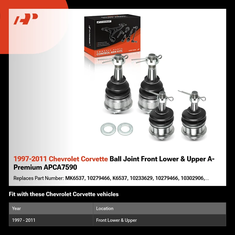 1997-2011 Chevrolet Corvette Ball Joint Front Lower & Upper A-Premium APCA7590