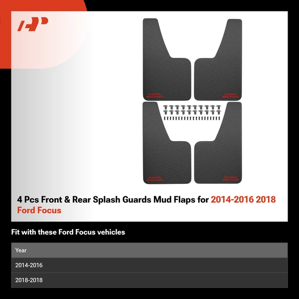 4 Pcs Front & Rear Splash Guards Mud Flaps for 2014-2016 2018 Ford Focus