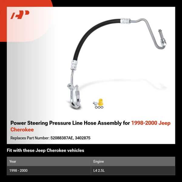 Power Steering Pressure Line Hose Assembly for 1998-2000 Jeep Cherokee