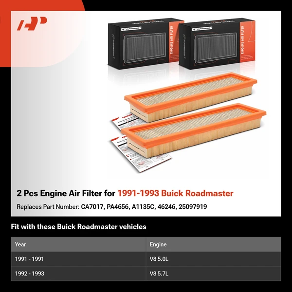 2 Pcs Engine Air Filter for 1991-1993 Buick Roadmaster