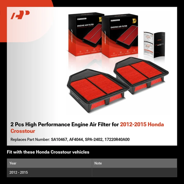 2 Pcs High Performance Engine Air Filter for 2012-2015 Honda Crosstour