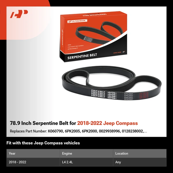 78.9 Inch Serpentine Belt for 2018-2022 Jeep Compass