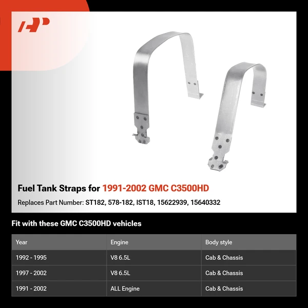 Fuel Tank Straps for 1991-2002 GMC C3500HD