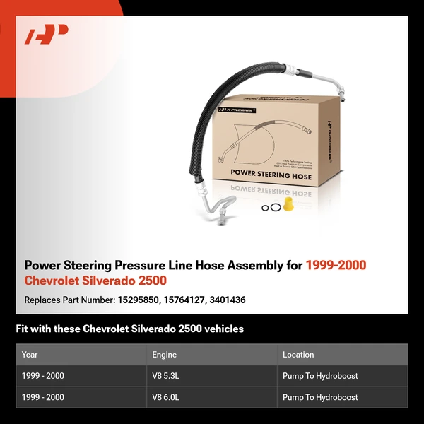 Power Steering Pressure Line Hose Assembly for 1999-2000 Chevrolet Silverado 2500