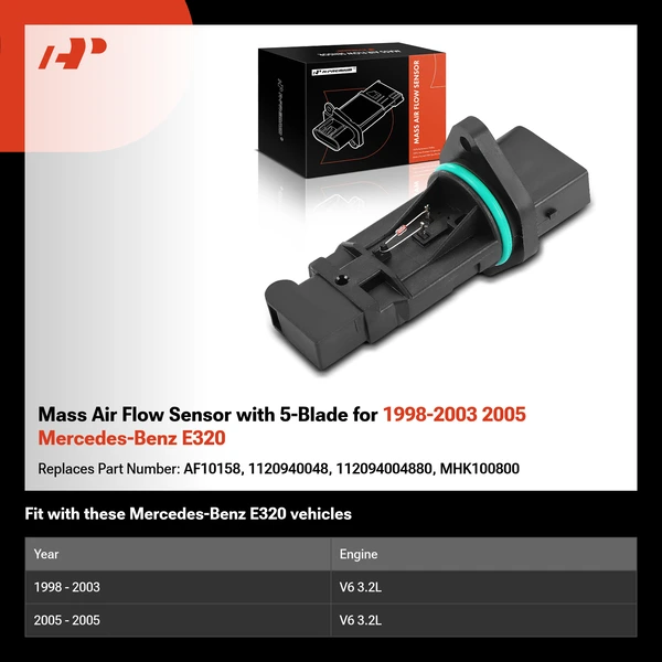 Mass Air Flow Sensor with 5-Blade for 1998-2003 2005 Mercedes-Benz E320