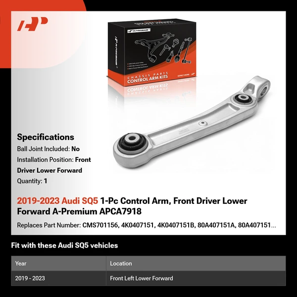 2019-2023 Audi SQ5 1-Pc Control Arm, Front Driver Lower Forward A-Premium APCA7918
